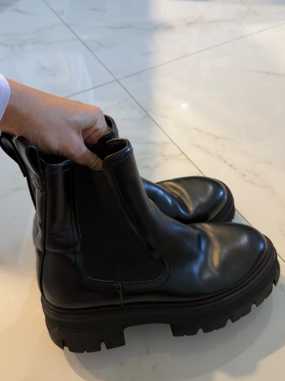 Black Chunky Chelsea Boots